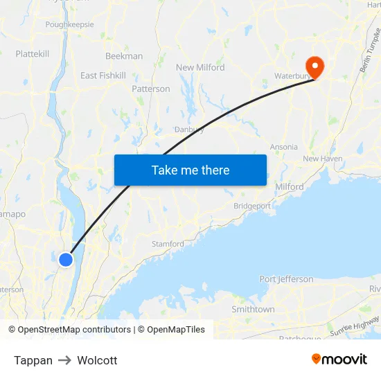 Tappan to Wolcott map