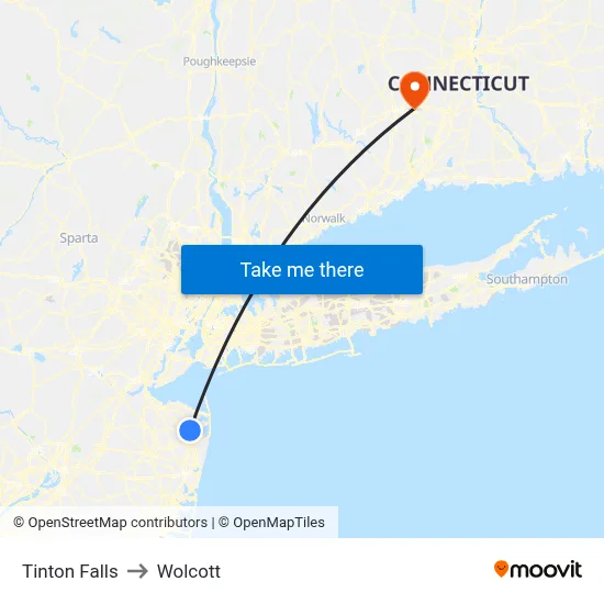 Tinton Falls to Wolcott map