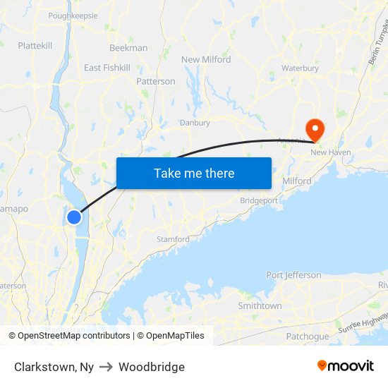 Clarkstown, Ny to Woodbridge map