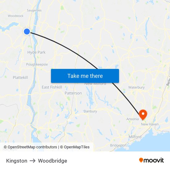 Kingston to Woodbridge map