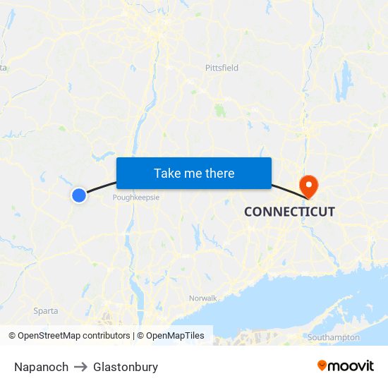 Napanoch to Glastonbury map