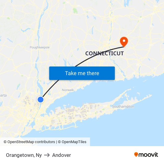 Orangetown, Ny to Andover map