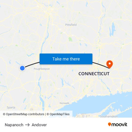 Napanoch to Andover map