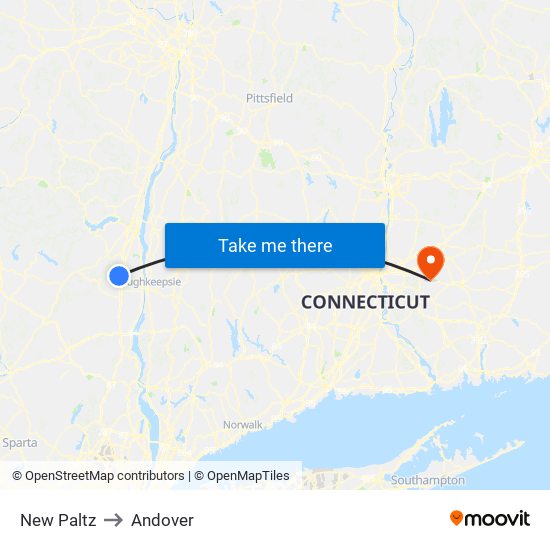 New Paltz to Andover map