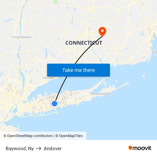 Baywood, Ny to Andover map