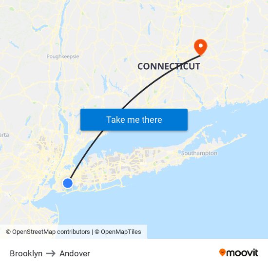 Brooklyn to Andover map