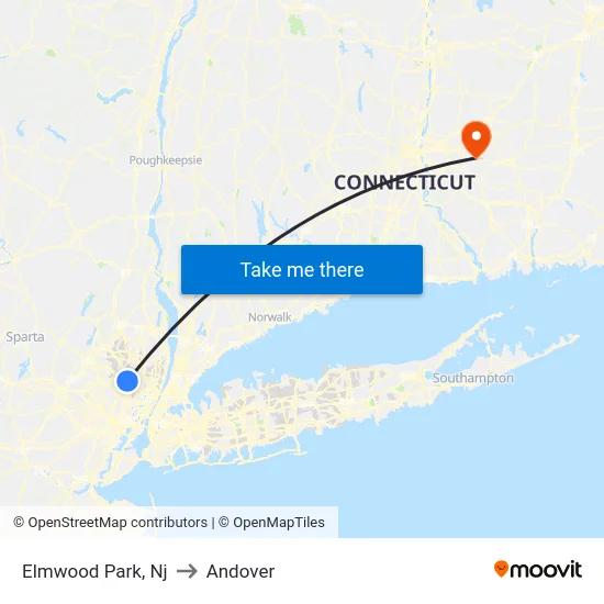 Elmwood Park to Andover map