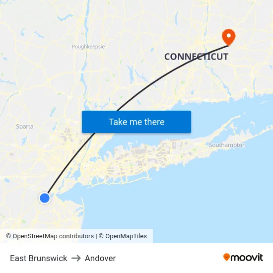 East Brunswick to Andover map