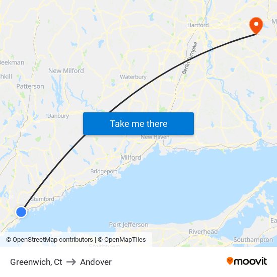 Greenwich, Ct to Andover map