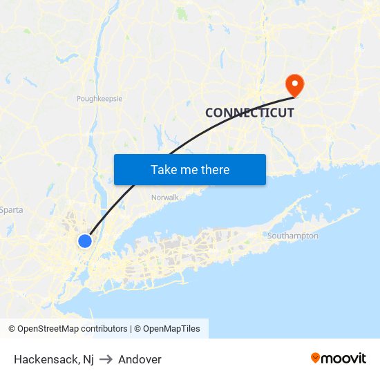 Hackensack, Nj to Andover map