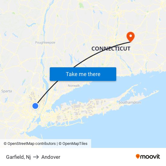 Garfield, Nj to Andover map