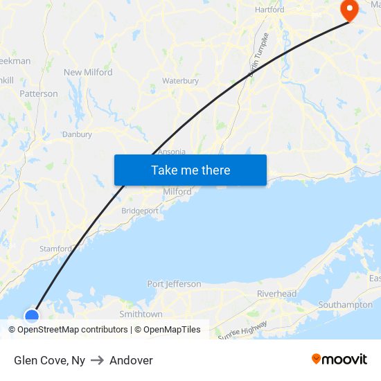 Glen Cove, Ny to Andover map