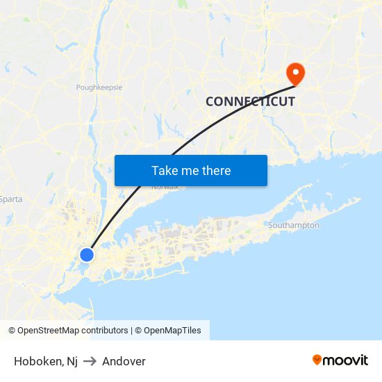 Hoboken, Nj to Andover map