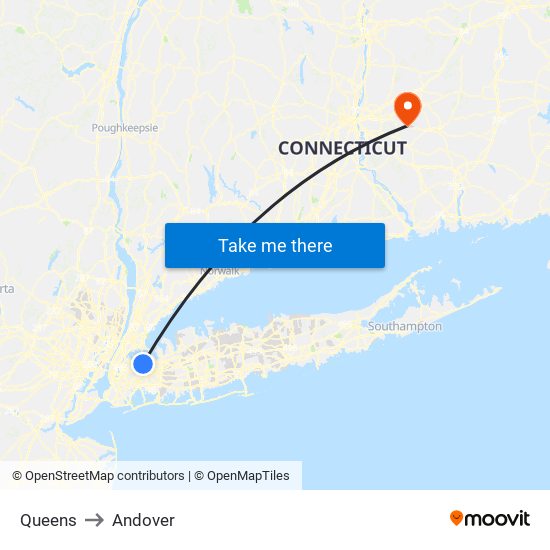 Queens to Andover map