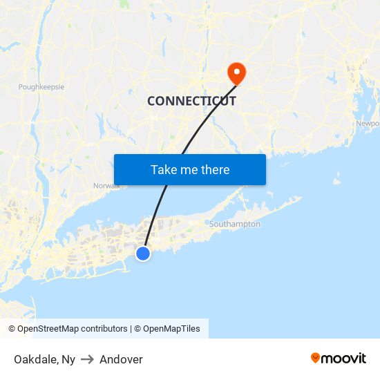 Oakdale, Ny to Andover map