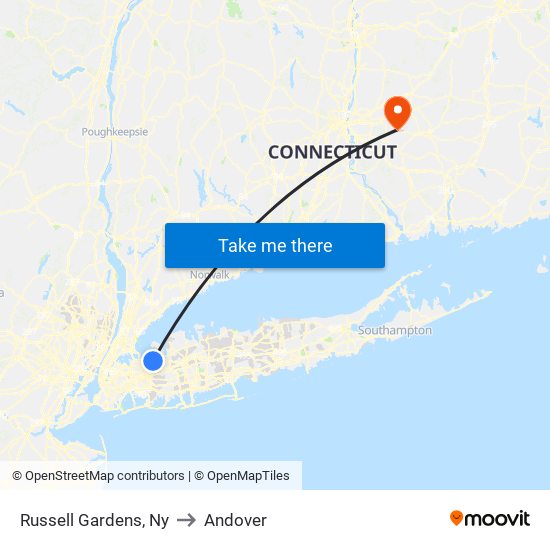 Russell Gardens, Ny to Andover map