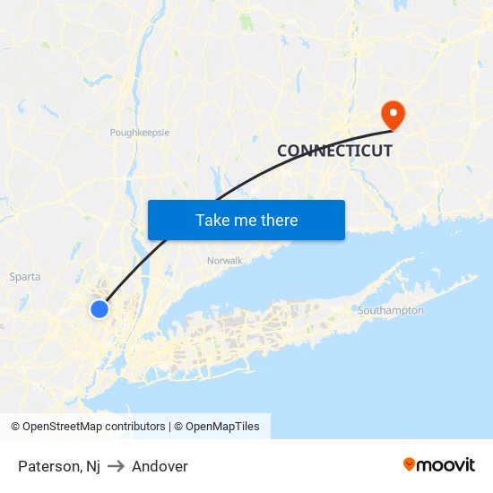 Paterson, Nj to Andover map