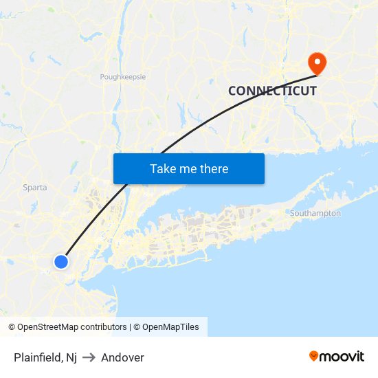 Plainfield, Nj to Andover map