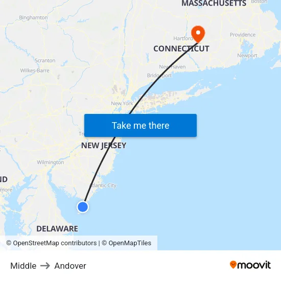 Middle to Andover map