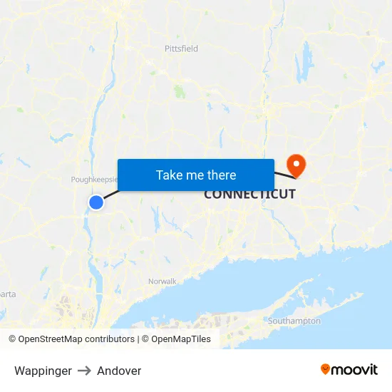 Wappinger to Andover map