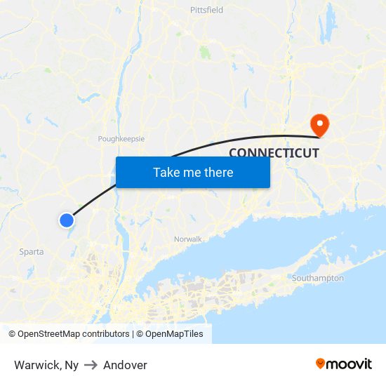 Warwick, Ny to Andover map