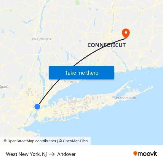 West New York to Andover map