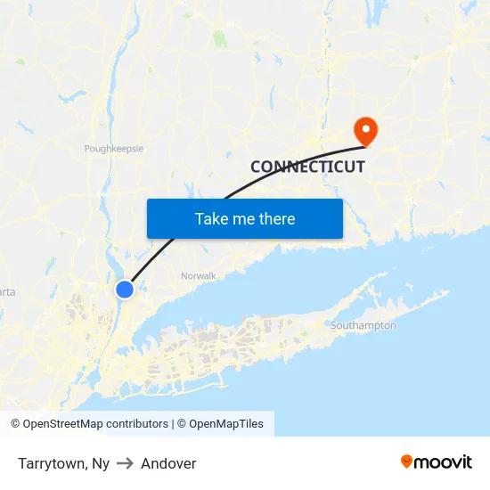 Tarrytown to Andover map
