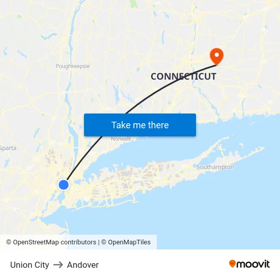 Union City to Andover map