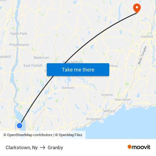 Clarkstown, Ny to Granby map
