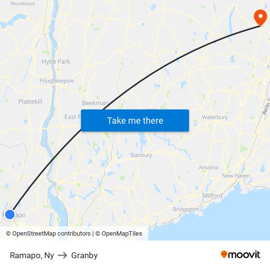 Ramapo, Ny to Granby map