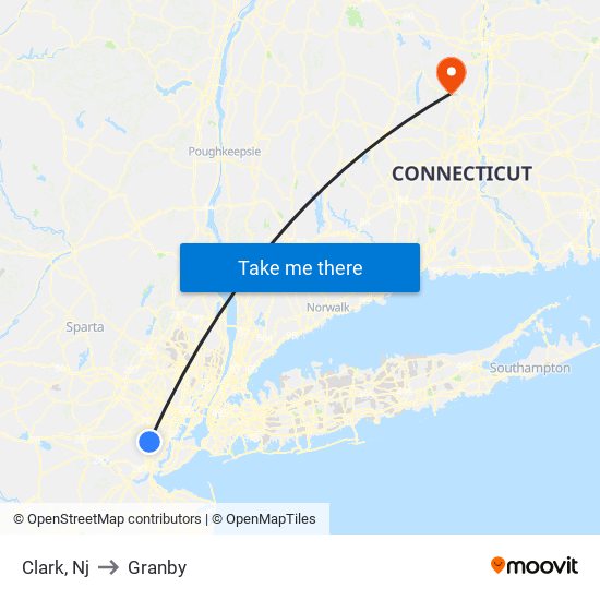 Clark, Nj to Granby map