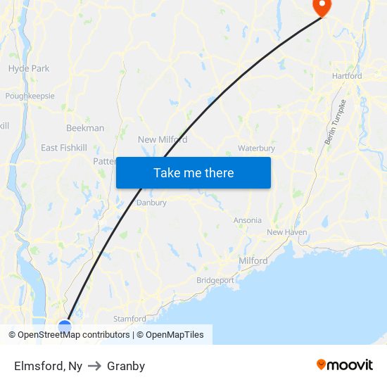 Elmsford, Ny to Granby map