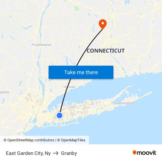 East Garden City, Ny to Granby map