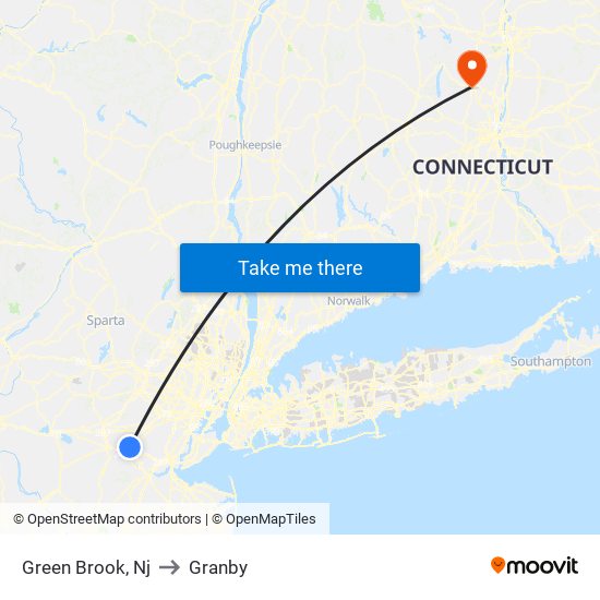 Green Brook, Nj to Granby map