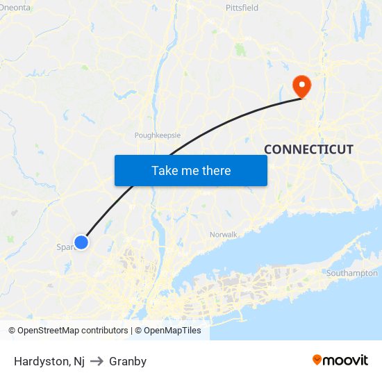 Hardyston, Nj to Granby map