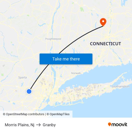 Morris Plains, Nj to Granby map