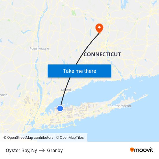 Oyster Bay, Ny to Granby map