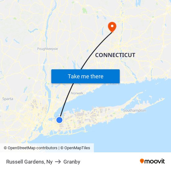 Russell Gardens, Ny to Granby map