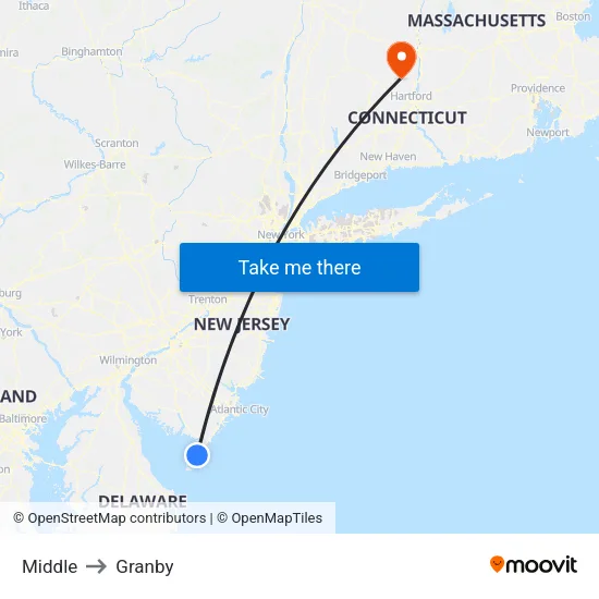 Middle to Granby map