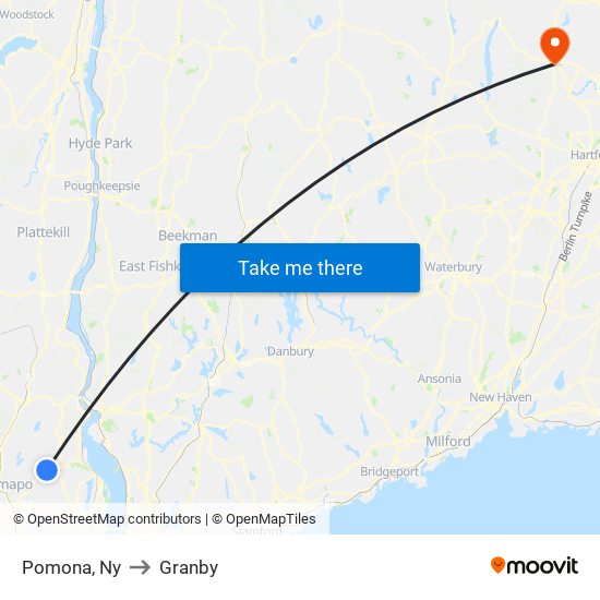 Pomona, Ny to Granby map