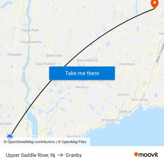 Upper Saddle River, Nj to Granby map