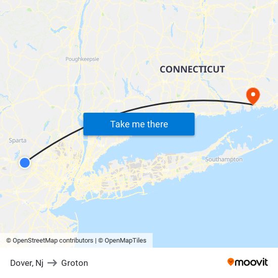 Dover, Nj to Groton map