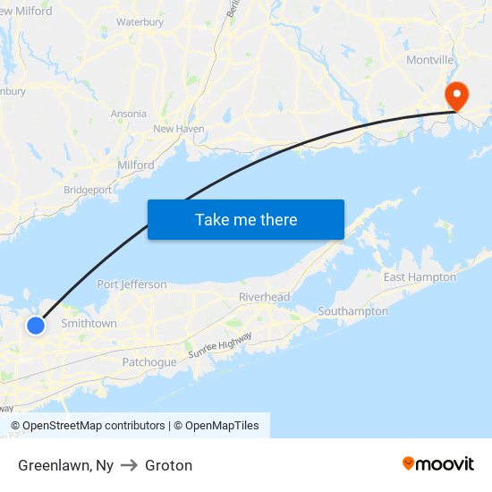Greenlawn, Ny to Groton map