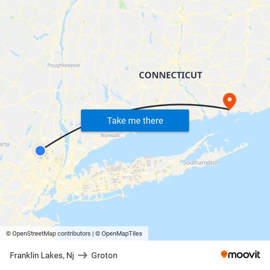 Franklin Lakes, Nj to Groton map