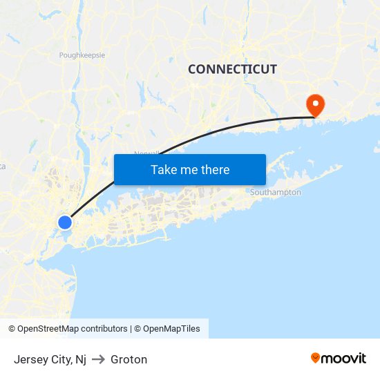Jersey City, Nj to Groton map