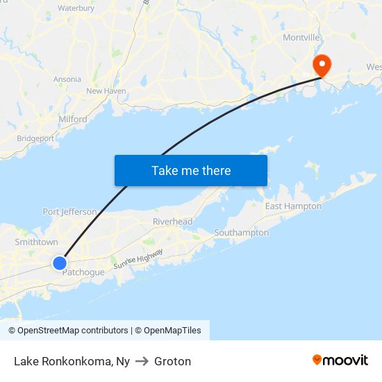 Lake Ronkonkoma, Ny to Groton map