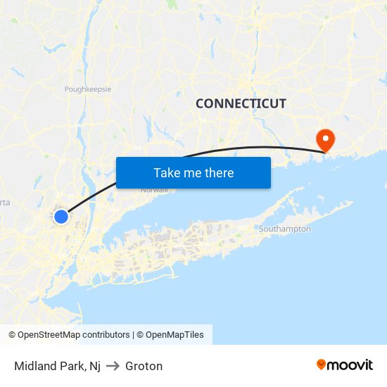 Midland Park, Nj to Groton map