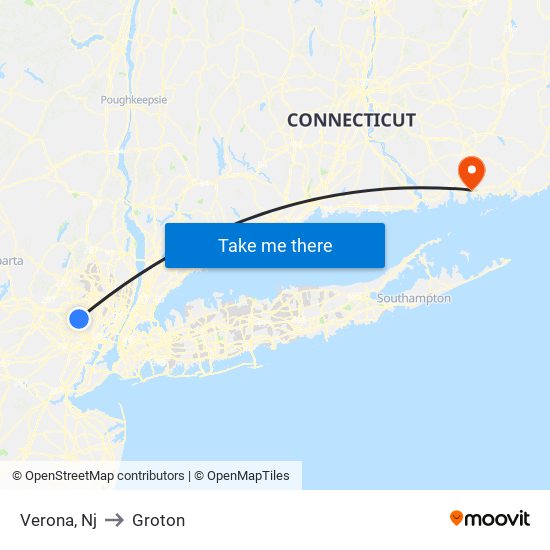 Verona, Nj to Groton map