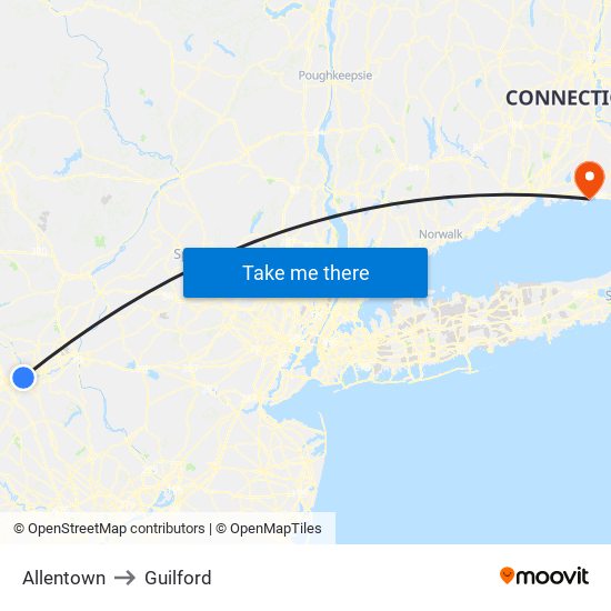 Allentown to Guilford map