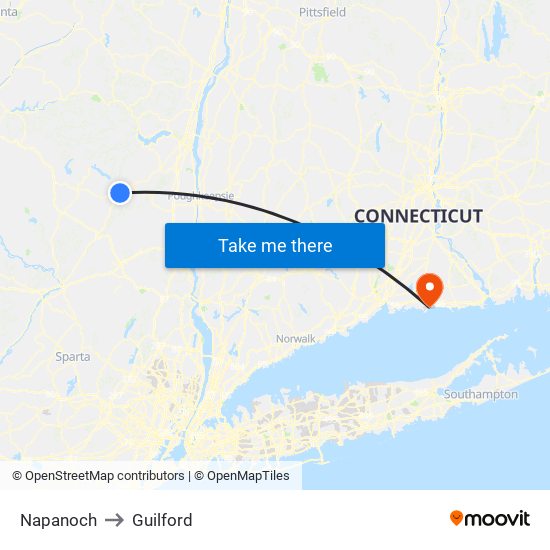 Napanoch to Guilford map
